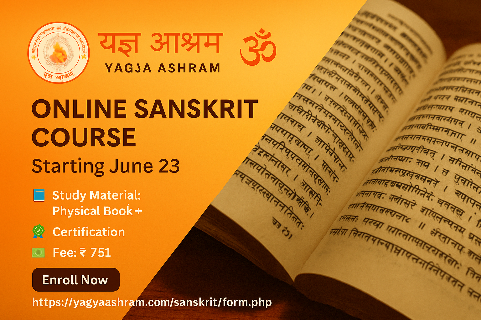 Reviving Ancient Wisdom: Yagya Ashram Launches Online Sanskrit Course for Global Learners
